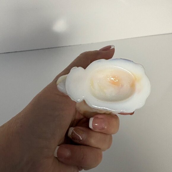 NYC Vogue Merc Milk Glass Slag Orange White Cornucopia Toothpick Holder Vase VTG - Picture 5 of 7